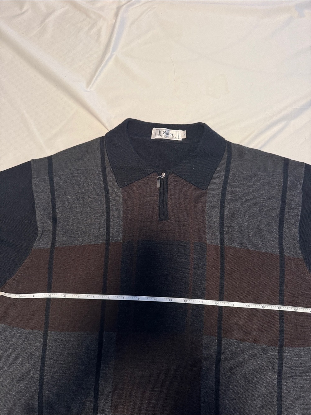 Classic Men's Half-Zip Polo Sweater in Brown and Charcoal